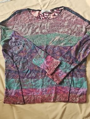 Aldo Martins Multicolor Metallic Stripe Long Sleeve Top